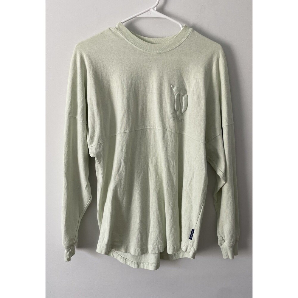 Walt Disneyland Resort Spirit Jersey Adult Small Green Long Sleeve Glitter Print